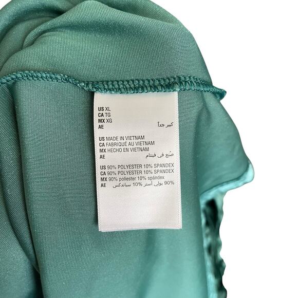 On 34th XL Midi Sheath Dress Green Crushed Velvet Long Sleeve Stretch - Picture 3 of 10